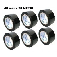 6 ROTOLI NASTRO ADESIVO DA IMBALLAGGIO NERO 48 mm X 30 METRI CONFEZIONE 6 PEZZI