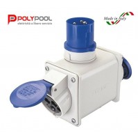 ADATTATORE INDUSTRIALE CEE MONOFASE DOPPIA PRESA + SPINA 16A 2P+T 200/250 VOLT