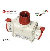 ADATTATORE INDUSTRIALE CEE TRIFASE DOPPIA PRESA + SPINA 16A 3P+T 380/415 VOLT 