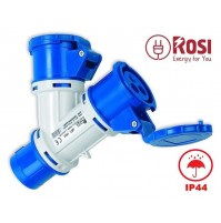 ADATTATORE INDUSTRIALE CON SPINA 3 POLI E DOPPIA PRESA CEE MONOFASE MULTIPRESA 
