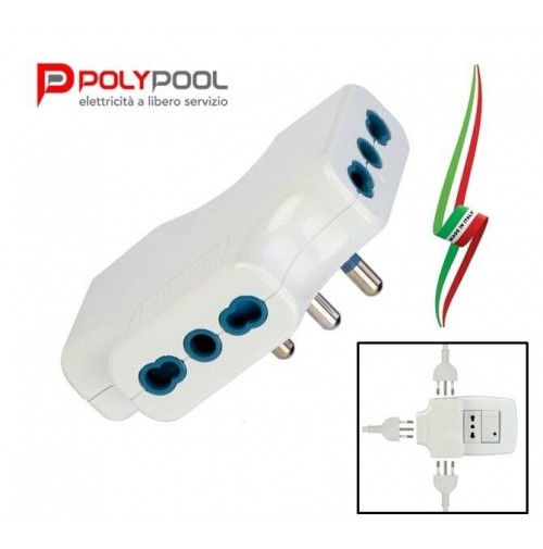Set 4 Adattatori Elettrici 16A A Presa Bipasso 10/16A Con Terra – Per Prese Muro Di Grandi Dimensioni