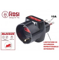 ADATTATORE MULTIPRESA SPINA 10A (PASSO PICCOLO) E TRE PRESE BIPASSO + SCHUKO N.