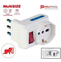 ADATTATORE RIDUTTORE SALVASPAZIO 10A TRIPLA PRESA UNIVERS + INTERRUTTORE TERMICO