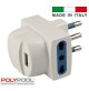 ADATTATORE RIDUTTORE SPINA 16A DOPPIA PRESA UNIV. + USB 
