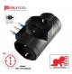 ADATTATORE TRIPLA MULTIPRESA SPINA 16A + 3 PRESE POLIVALENTI SCHUKO E ITALIANE N