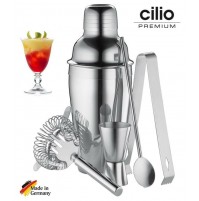 BAR SET SHAKER 5 UTENSILI IN ACCIAIO INOX PER BEVANDE E COCKTAIL 