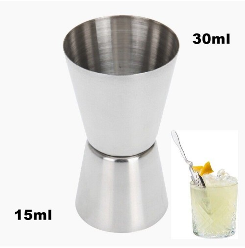 BICCHIERE MISURINO PER COCKTAIL IN ACCIAIO DOPPIA MISURA 15 - 30 ml