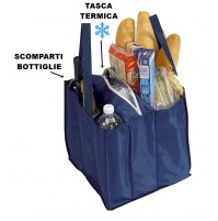 BORSA DELLA SPESA CON INSERTO TERMICO E PORTA BOTTIGLIE IN NYLON 210D 30X30X30