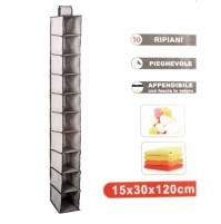   BOX CONTENITORE PIEGHEVOLE A 10 RIPIANI APPENDIBILE DA ARMADIO CM 15X30X120