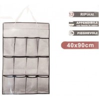 BOX CONTENITORE PIEGHEVOLE APPENDIBILE A 12 TASCHE CON FASCIA VELCRATA CM 40X90