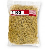 BUSTA CONFEZIONE DA 1 KG. ELASTICI GIALLI IN GOMMA 30 mm  PER UFFICIO