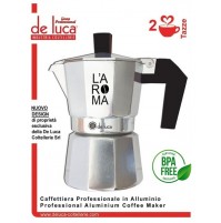 CAFFETTIERA PROFESSIONALE IN ALLUMINIO 2 TAZZE GUARNIZ. IN SILICONE 
