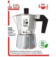 CAFFETTIERA PROFESSIONALE IN ALLUMINIO 3 TAZZE GUARNIZ. IN SILICONE 