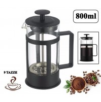CAFFETTIERA TEIERA INFUSIERA A PISTONE STANTUFFO VETRO E POLIPROPILENE 800ml