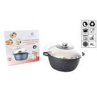 CASSERUOLA VULCANICA IN ALLUMINIO PRESSOFUSO RIV. ANTIADERENTE CM 28 + COPERCHIO