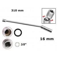 CHIAVE A BUSSOLA PER CANDELE CON SNODO DA 16 mm ATTACCO DA 3/8 LUNGHEZZA 310 mm