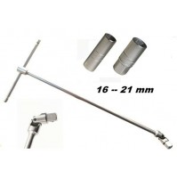 CHIAVE X CANDELE A T SNODABILE MISURA 1/2 LUNGHEZZA 445 mm CON BUSSOLE 16 & 21mm