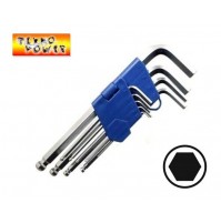 CHIAVI ESAGONALI BRUGOLA  AD ELLE BALL POINT SET 9 PEZZI IN ACCIAIO FORGIATO