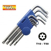 CHIAVI TORX LUNGHE AD ELLE CON FORO SET 9 PEZZI T10 - T50 ACCIAIO CHROM VANADIUM