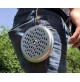 CONTENITORE IN METALLO CROMATO PER SPIRALI ZAMPIRONI ANTI ZANZARE E INCENSO 14cm