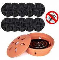 CONTENITORE IN TERRACOTTA COCCIO X SPIRALI ZAMPIRONI ANTI ZANZARE + 11 RICARICHE