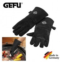 COPPIA DI GUANTI X BARBECUE IN PELLE SCAMOSCIATA RESISTENTI FINO A 200°C 