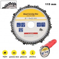 DISCO DA TAGLIO LEGNO CON CATENA 13 DENTI PER SMERIGLIATRICE ANGOLARE DA 115 mm