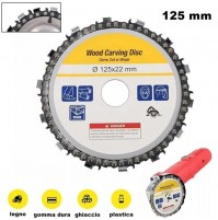 DISCO DA TAGLIO LEGNO CON CATENA 14 DENTI  DA 125 mm FORO DA 22,2 mm