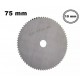 DISCO DENTATO SEGHETTATO IN ACCIAIO PER TAGLIO LEGNO 75 mm CON FORO DA 10 mm