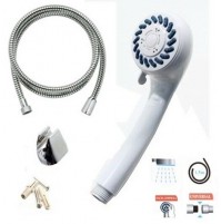 DOCCIA DOCCETTA BIANCA DOPPIO GETTO CON TUBO 150 CM. E SUPPORTO DA MURO