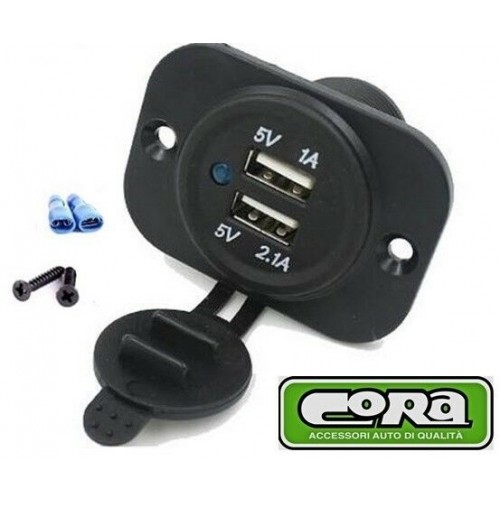 DOPPIA PRESA USB DA INCASSO UNIVERSALE 12/24V PER AUTO E CAMION 2