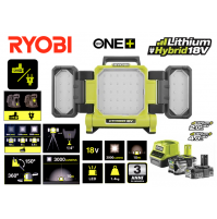 FARO LED IBRIDO DOPPIA ALIMENTAZ- BATTERIA 18V 2.0 & 4.0Ah O CORRENTE 220V RYOBI