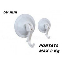 GANCI A VENTOSA NIENTE FORI SET DUE PEZZI 50 mm CARICO MAX 2 Kg