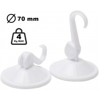 GANCI A VENTOSA NIENTE FORI  SET DUE PEZZI 70 mm CARICO MAX 4Kg