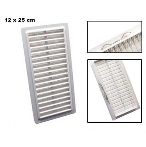 GRIGLIA DI VENTILAZIONE AREAZIONE DA ESTERNO IN PLASTICA RETTANGOLARE CM 25  x 12