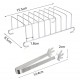GRIGLIA PER 8 FETTE DI PANE TOAST X FORNO E FRIGGITRICE AD ARIA + PINZETTA INOX