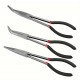 KIT 3 PINZE LUNGHE 280 mm  BECCHI FINI DRITTI E CURVI 45° e 90° ACCIAIO FORGIATO