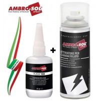 KIT ADESIVO CIANOACRILICO PRESA RAPIDA 20gr + ATTIVATORE SPRAY 200ml 