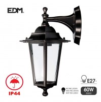 LAMPADA LANTERNA DA PARETE IN ALLUMINIO E VETRO E27 - IP44 COLORE NERO