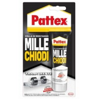 MASTICE COLLA DI MONTAGGIO MILLE CHIODI TRASPARENTE PATTEX 40 Gr PRESA IMMEDIAT.