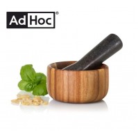 MORTAIO IN PREGIATO LEGNO DI ACACIA CON PESTELLO IN GRANITO 