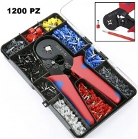 PINZA CRIMPATRICE HSC8 6-4A  X CAVI ELETTRICI + SET  TERMINALI CAPICORDA 1200 PZ