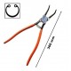 PINZA CURVA STRINGENTE X ANELLI ELASTICI SEEGER EXTRA LUNGA 300 mm ACCIAIO FORG.