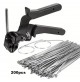 PINZA IN ACCIAIO TIRA STRINGI FASCETTE IN METALLO DI LARG 4.6 mm + 200 FASCETTE