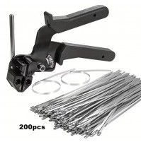 PINZA IN ACCIAIO TIRA STRINGI FASCETTE IN METALLO DI LARG 4.6 mm + 200 FASCETTE