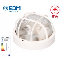PLAFONIERA ROTONDA DA ESTERNO IN VETRO CON GRIGLIA PROTEZIONE DIAMETRO 185 mm B.