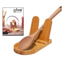 POGGIA MESTOLO CON SUPPORTO PER RICETTARIO O COPERCHI DA CUCINA IN LEGNO BAMBOO