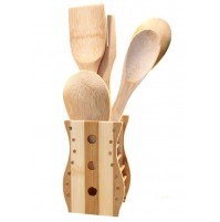 PORTA POSATE E MESTOLI DA CUCINA INB LEGNO PORTAPOSATE CON 5 ACCESSORI