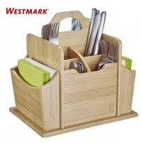 PORTAPOSATE E ACCESSORI DA CUCINA A 7 SCOMPARTI E MANIGLIA IN LEGNO 