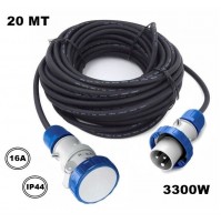 PROLUNGA 2O METRI CAVO 3X1,5 mm SPINA E PRESA CEE MONOFASE 3 POLI ASS. MAX 3500W